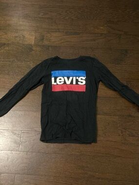 Levi's Black Long-Sleeve Tee with Blue & Red Logo